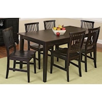 7 Piece Rectangular Top Table and Side Chairs Dining Set