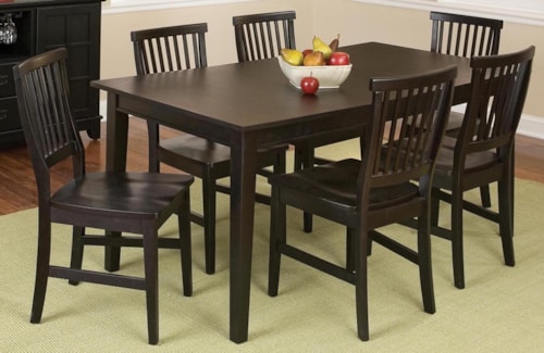7 Piece Rectangular Top Table and Side Chairs Dining Set