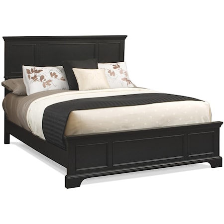 Queen Transitional Ebony Panel Bed
