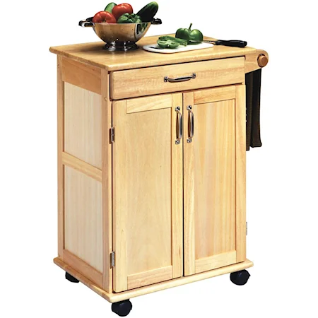 Transitional Paneled Door Kitchen Cart