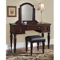 3 Drawer Vanity Mirror Table And Spindle Leg Bench