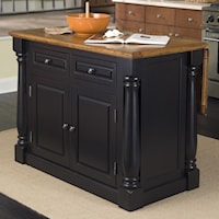 Kitchen Island with Adjustable Wood Top and Sliding Back Posts
