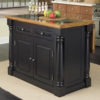 Kitchen Island with Adjustable Granite Top and Sliding Back Posts