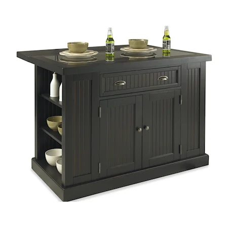 Cottage Kitchen Island with Drop Leaf Extension