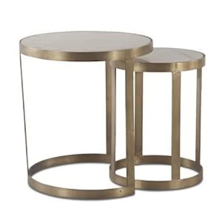 Michaelangelo 22" White Marble Nesting Side Tables Home Trends