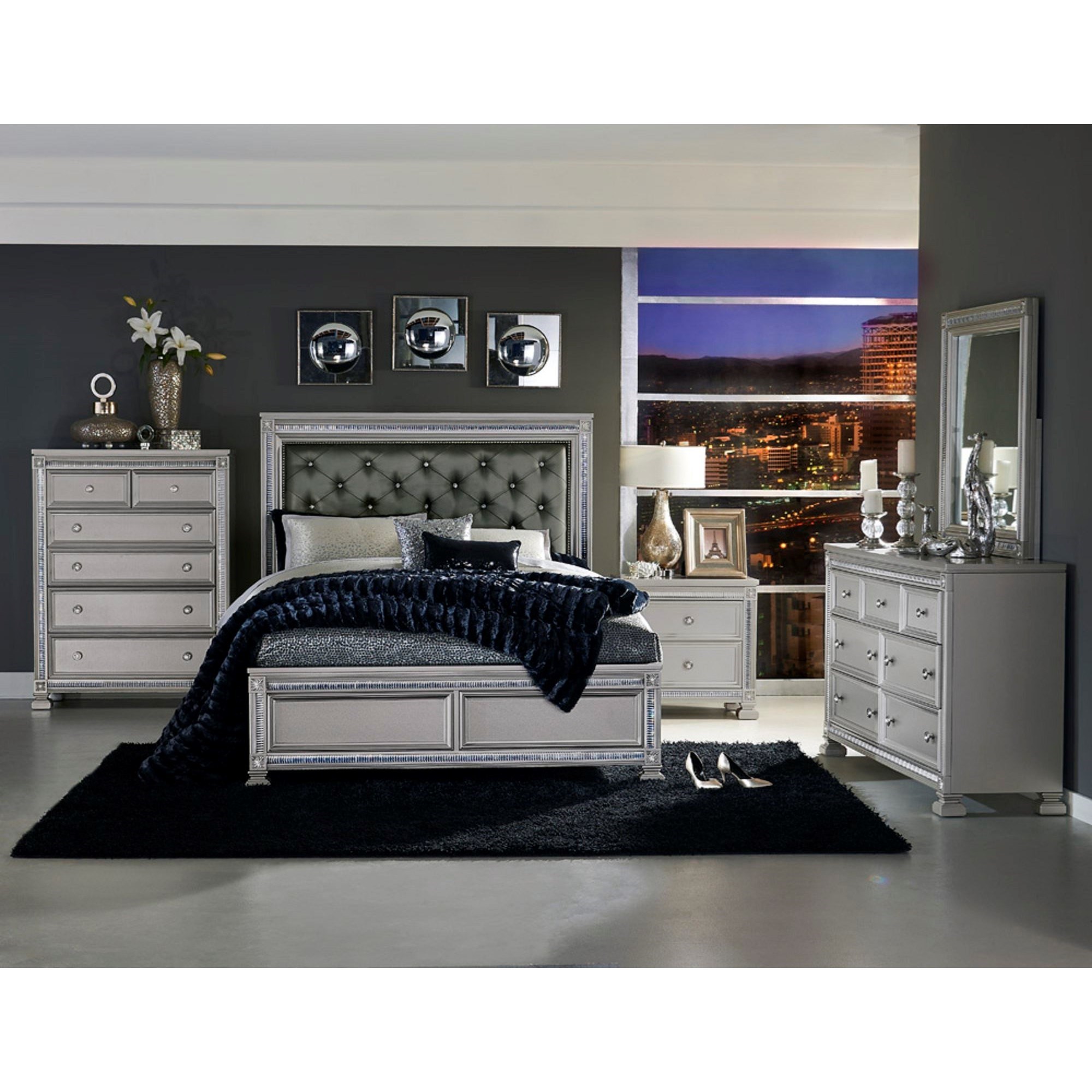 Glam Queen Headboard and Footboard Bed