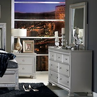 Glam 7 Drawer Dresser and Mirror with Intricate Inlay