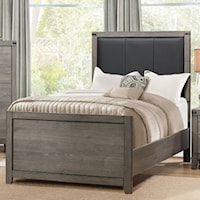 Contemporary Twin Bed with Upholstered Headboard