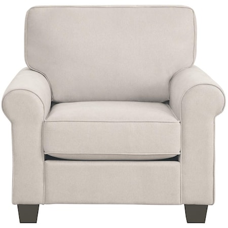 Transitional Upholstered Chair with Removable Seat and Back Cushions
