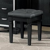 Glam Vanity Stool with Crystal Button Tufting