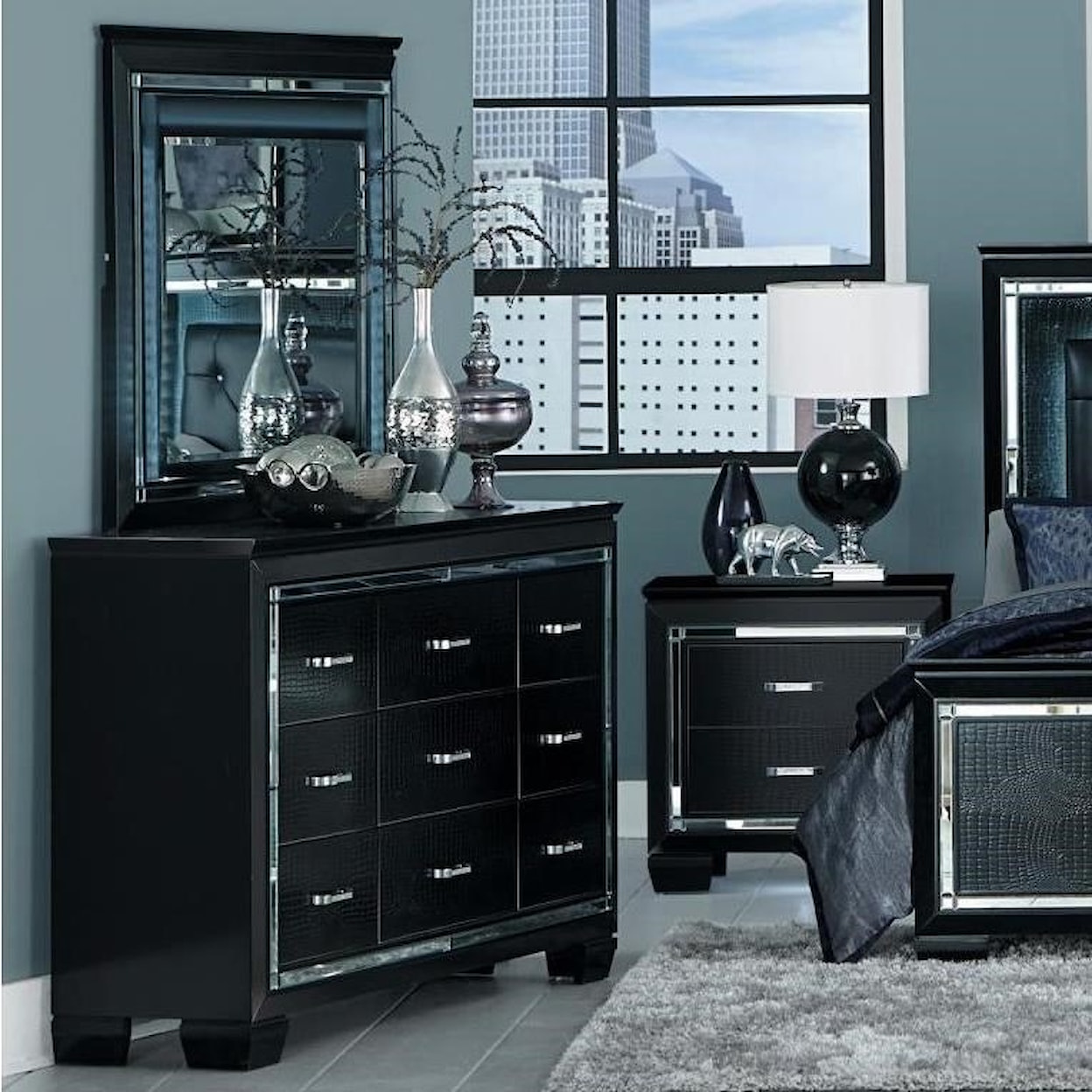 Homelegance Allura Dresser and Mirror Set