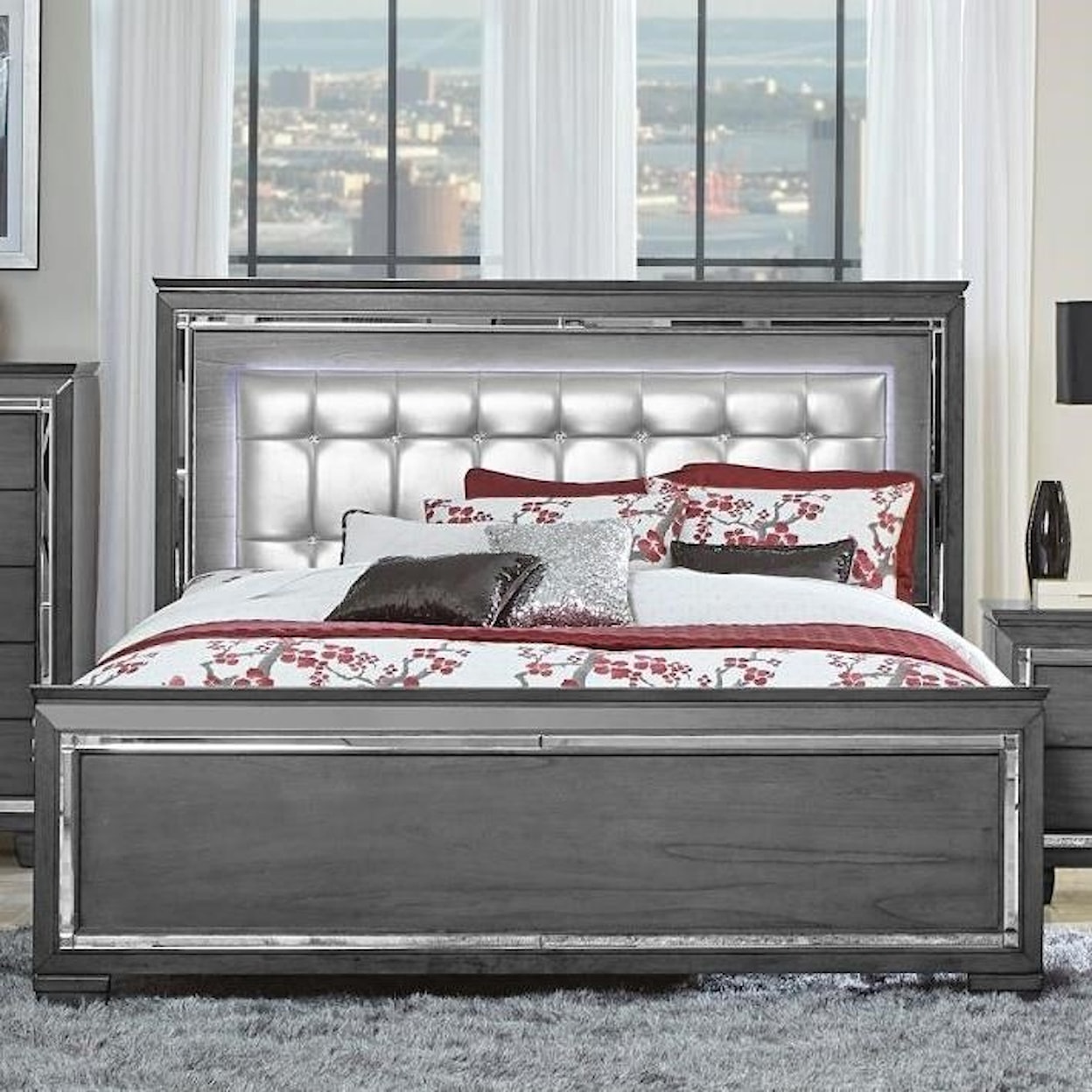 Homelegance Furniture Allura Queen Panel Bed with LED Lights