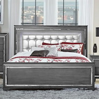 Glam King Panel Bed with Upholstered LED Light Headboard