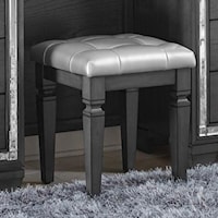 Glam Vanity Stool with Crystal Button Tufting