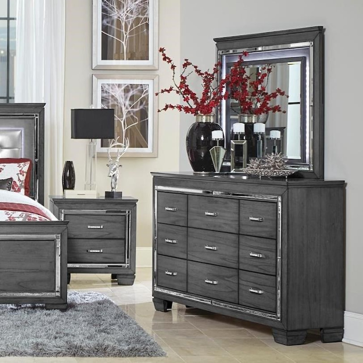 Homelegance Furniture Allura Dresser and Mirror Set