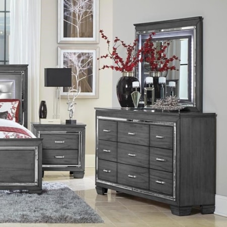 Dresser and Mirror Set