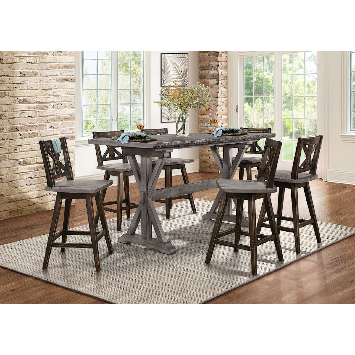 Homelegance Amsonia 7-Piece Counter Height Dining Set
