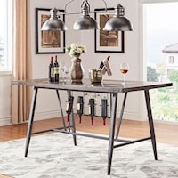 Industrial Counter Height Table with Built In Wine Rack