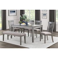 6-Piece Table and Chair Set with Bench