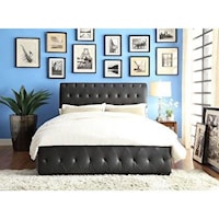 Contemporary King Upholstered Sleigh Bed with Tufting