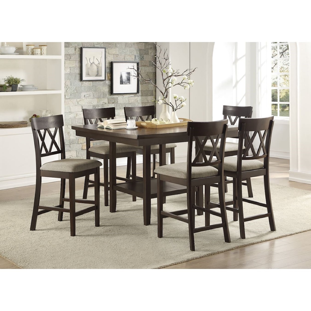Homelegance Balin 7-Piece Counter Height Table and Chair Set