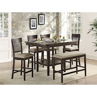 6-Piece Counter Height Table and Chair Set with Bench