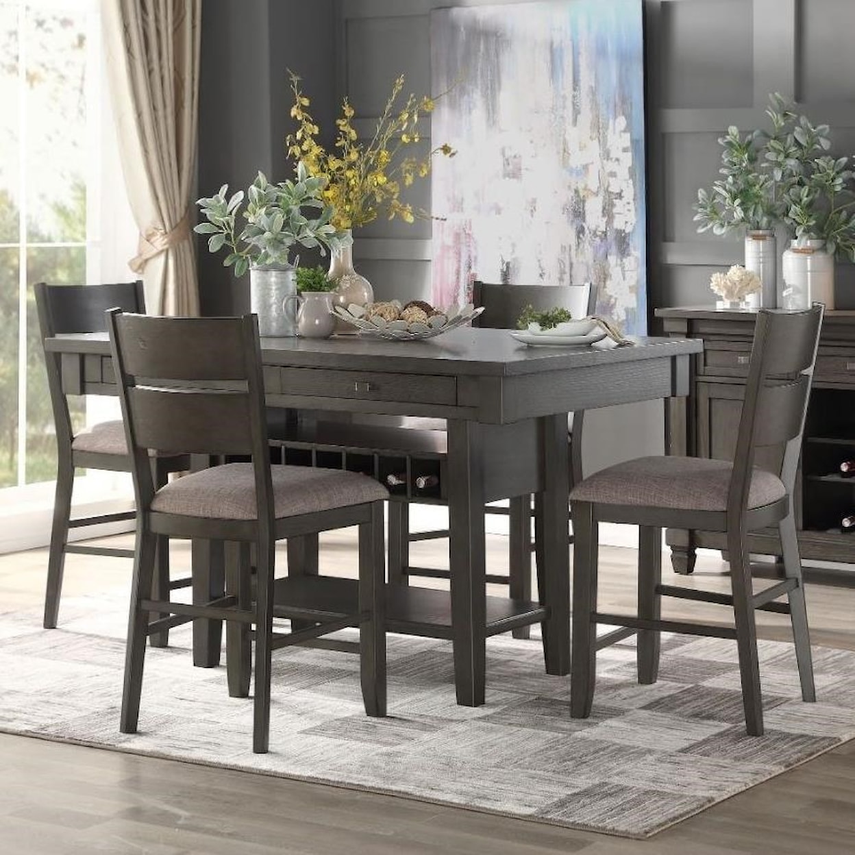 Homelegance Furniture Baresford 5-Piece Counter Height Dining Set