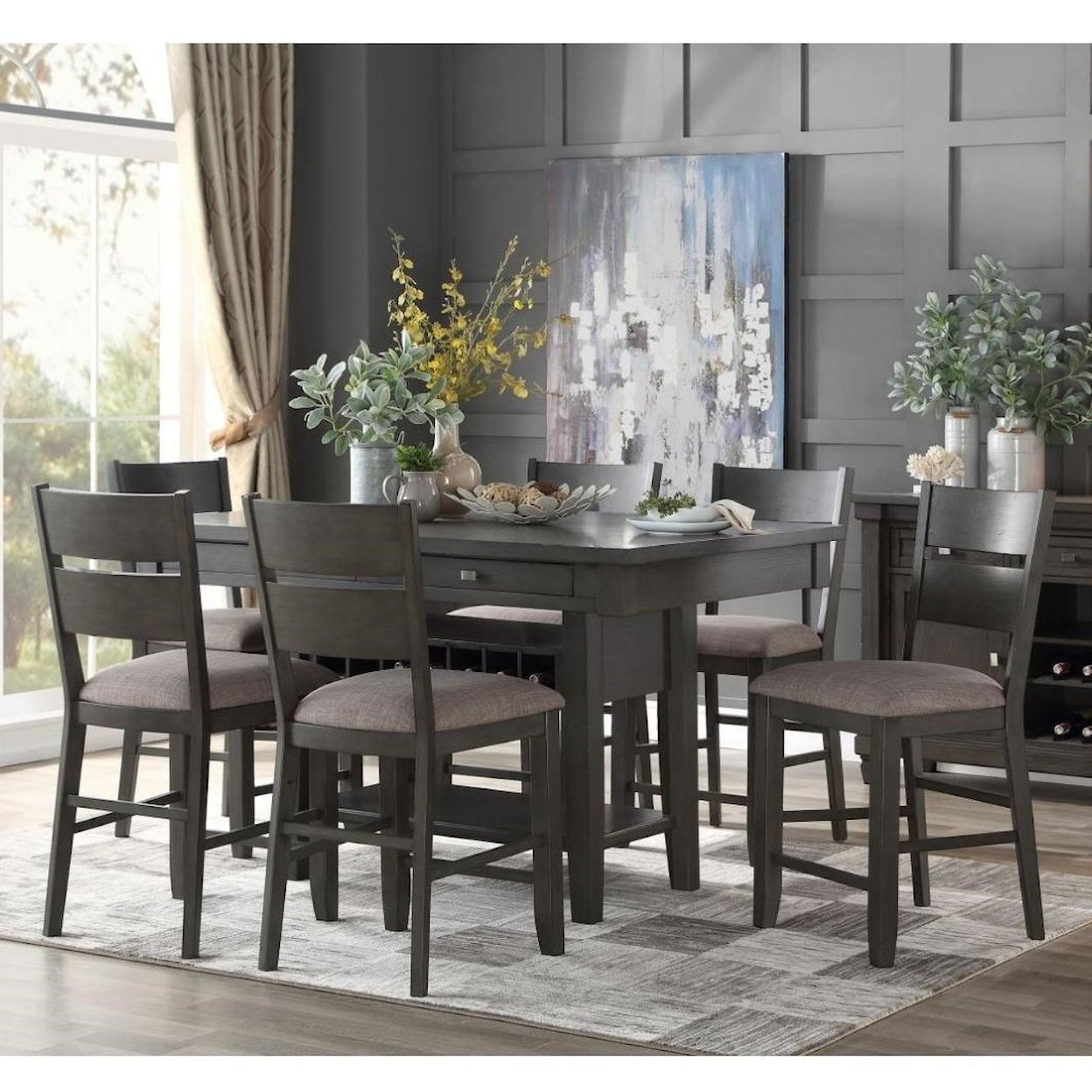 Homelegance Furniture Baresford 7-Piece Counter Height Dining Set