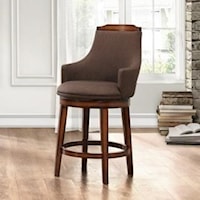 Transitional Upholstered Counter Height Chair with Swiveling Seat