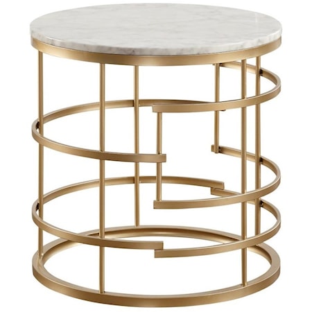 Homelegance Brassica Glam Round End Table with Faux Marble Top | Dream ...