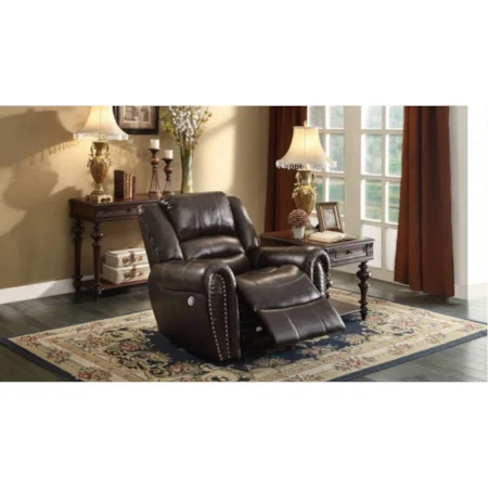 Traditional Gliding Power Recliner with Nailhead Trim