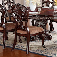Traditional Dining Side Chair with Upholstered Seat and Ornate Detailing