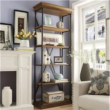Open Bookcase with Metal Frame