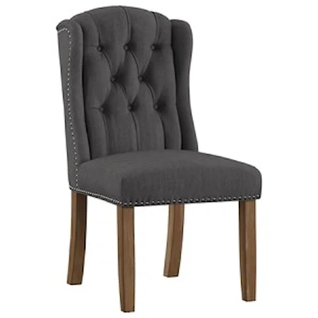 Tufted Wing Back Dining Chair with Nailhead Trim