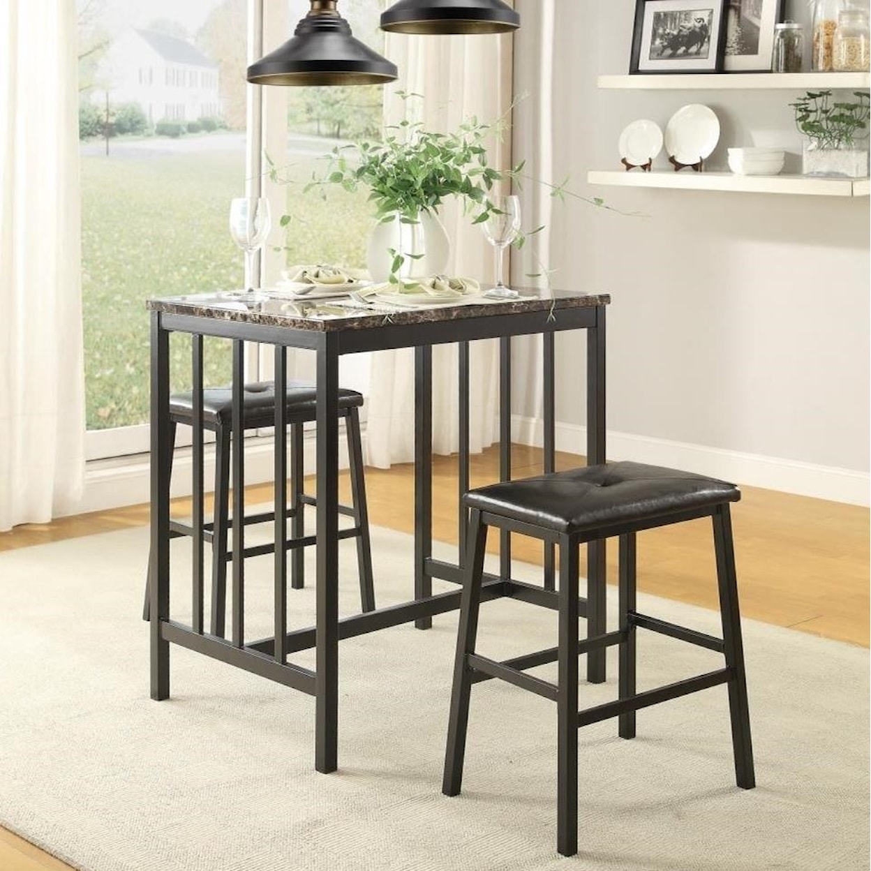 Homelegance Furniture Edgar 3-Piece Table & Chair Set