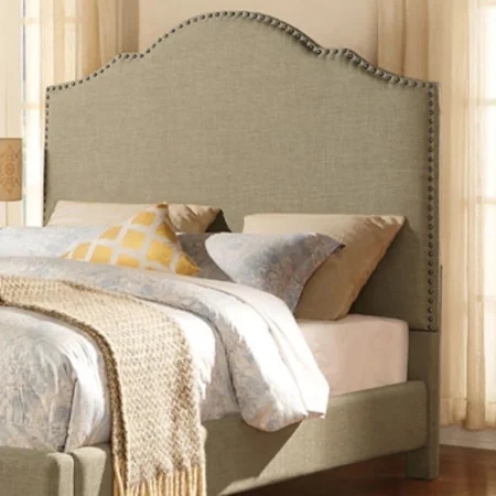Contemporary King Upholstered Headboard with Nailhead Trim