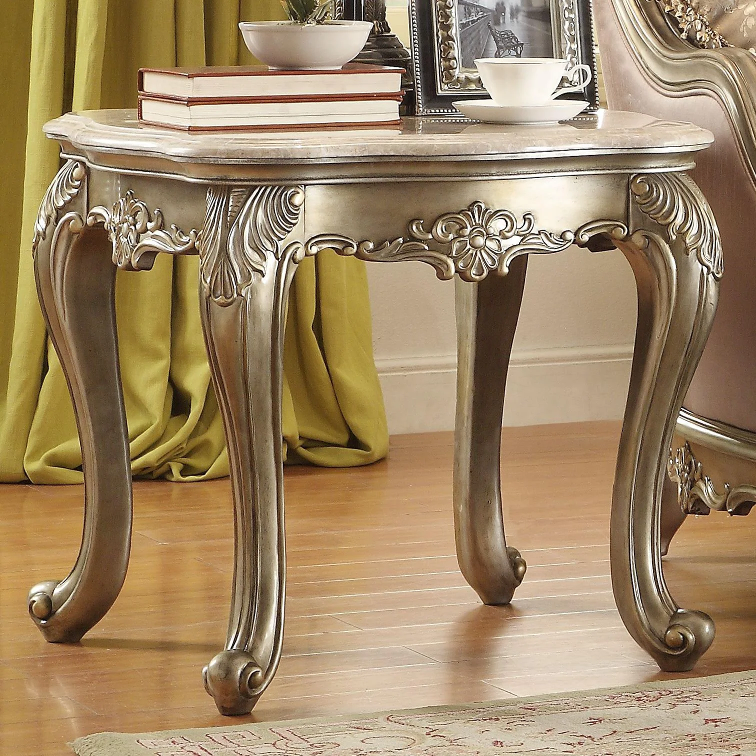 Fiorella 841204 End Table with Marble Top American Furniture Galleries End Table
