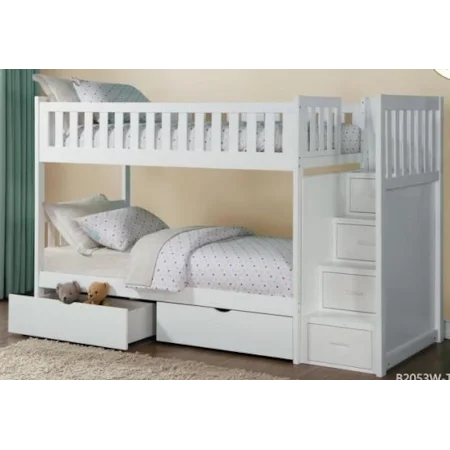 Twin Over Twin Storage Bunk Bed with Storage Drawers
