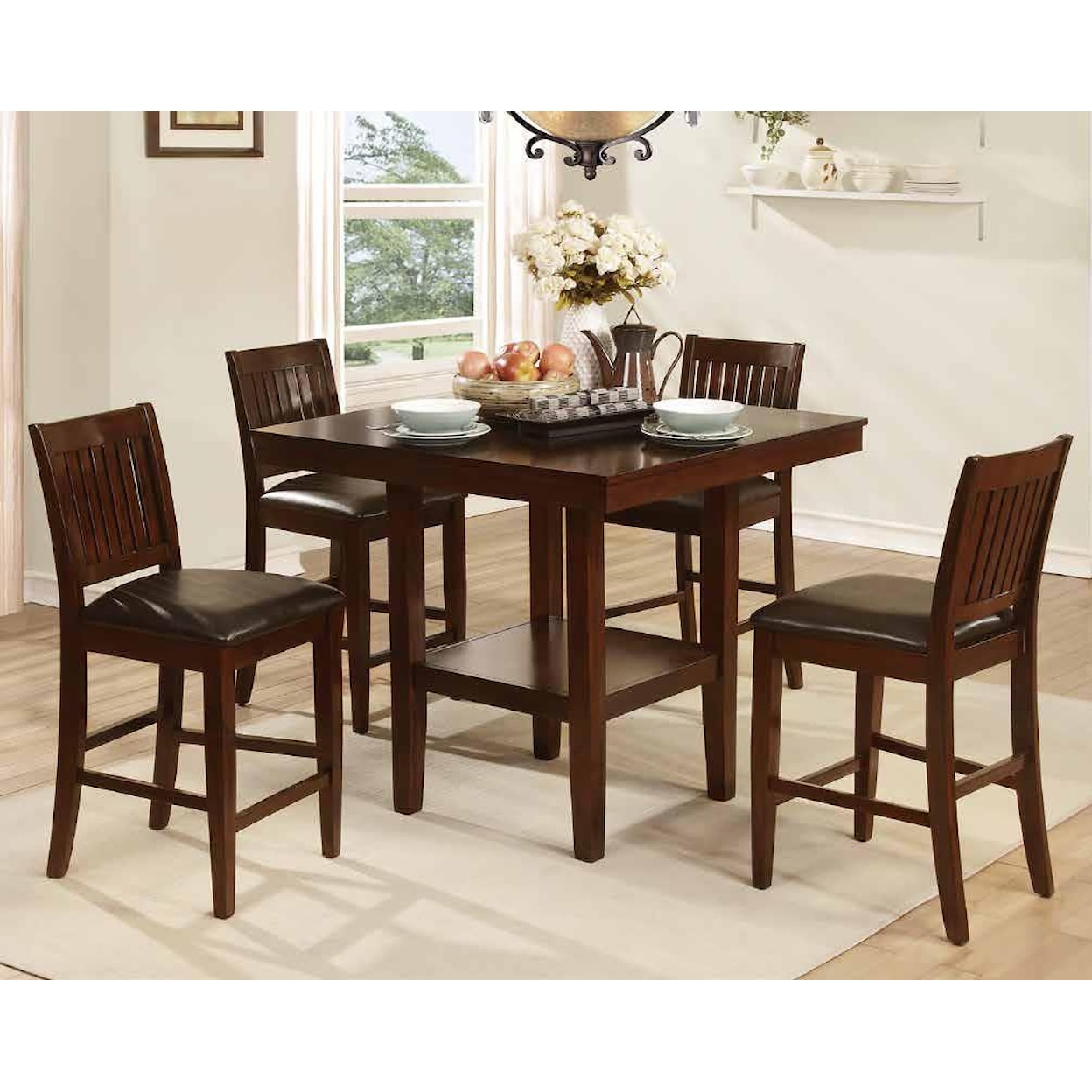 Homelegance Furniture Galena 5050 5 Piece Counter Height Table & Chair Set