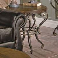 Traditional Round Shapely Metal End Table