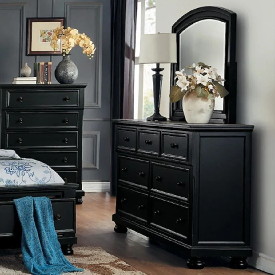 Homelegance Laurelin 1714BK5x1+1714BK6x1 Transitional Dresser and Mirror Combination