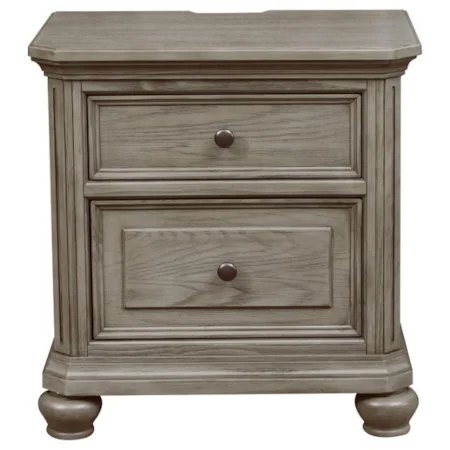 Transitional 2-Drawer Nightstand with Built-in Outlet