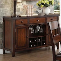 Transitional Server with Wine Bottle and Glass Storage