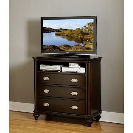 Traditional Media Chest with Open Media Shelf