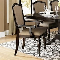 Traditional Dining Arm Chair with Upholstered Seat and Back Panel