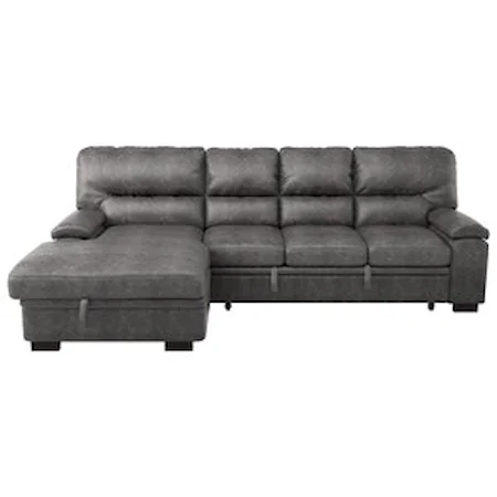 2-Piece Sectional with Pull-Out Bed and Left Side Chaise Storage