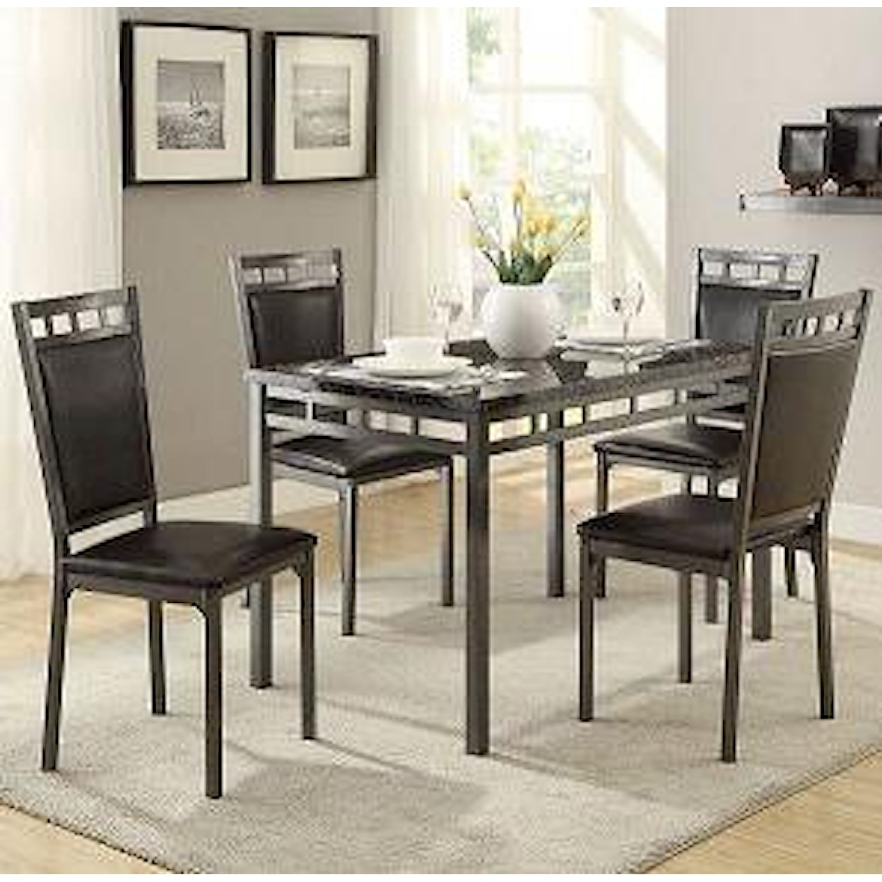 Homelegance Olney 5 Piece Metal Frame Dinette Set