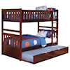 Home Style Cherry Twin Over Twin Trundle Bunk Bed