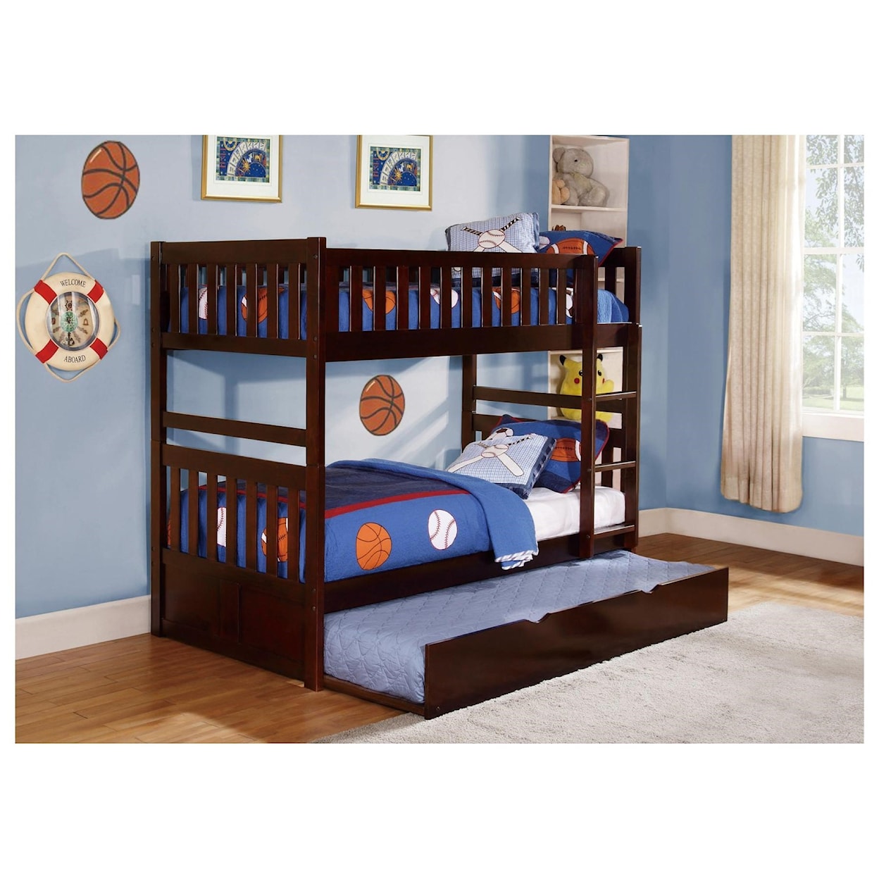 Homelegance Furniture Discovery Twin Over Twin Trundle Bunk Bed