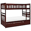 Home Style Cherry Twin Over Twin Trundle Bunk Bed